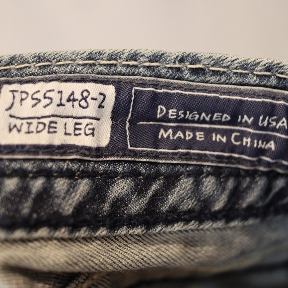 Miss Me Wide Leg Mid Rise Bling Jeans 27 JPS5148-2 MK14 Y2K Vintage Style - Picture 13 of 14